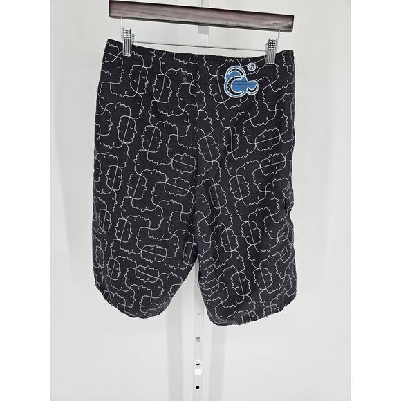 Y2K Ambiguous Mens Sz 31 Board Shorts Swim Trunks Black White Swimsuit - Picture 5 of 5